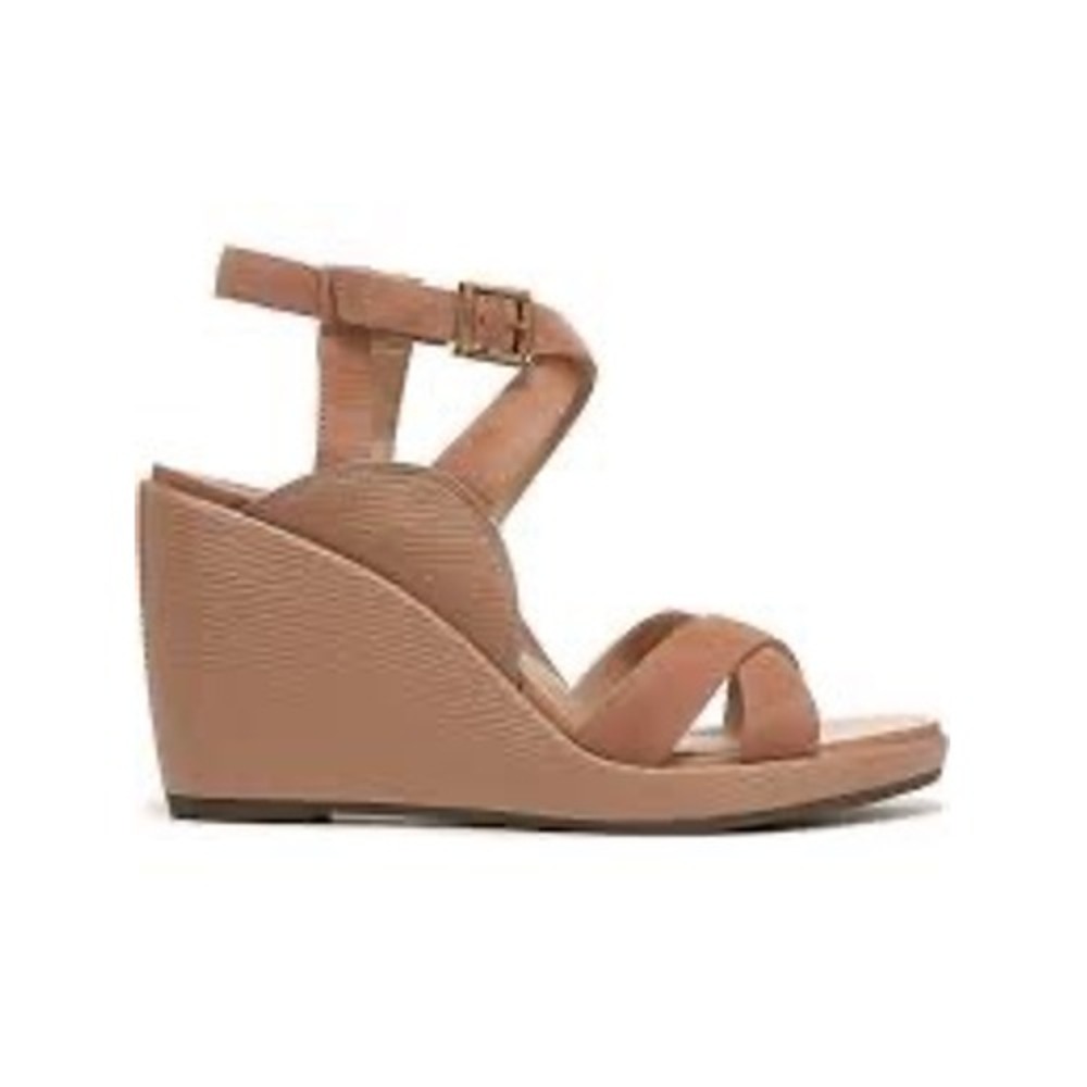 Vionic Bonita Tan Suede Ankle Strap Wedge Sandals Size 11M